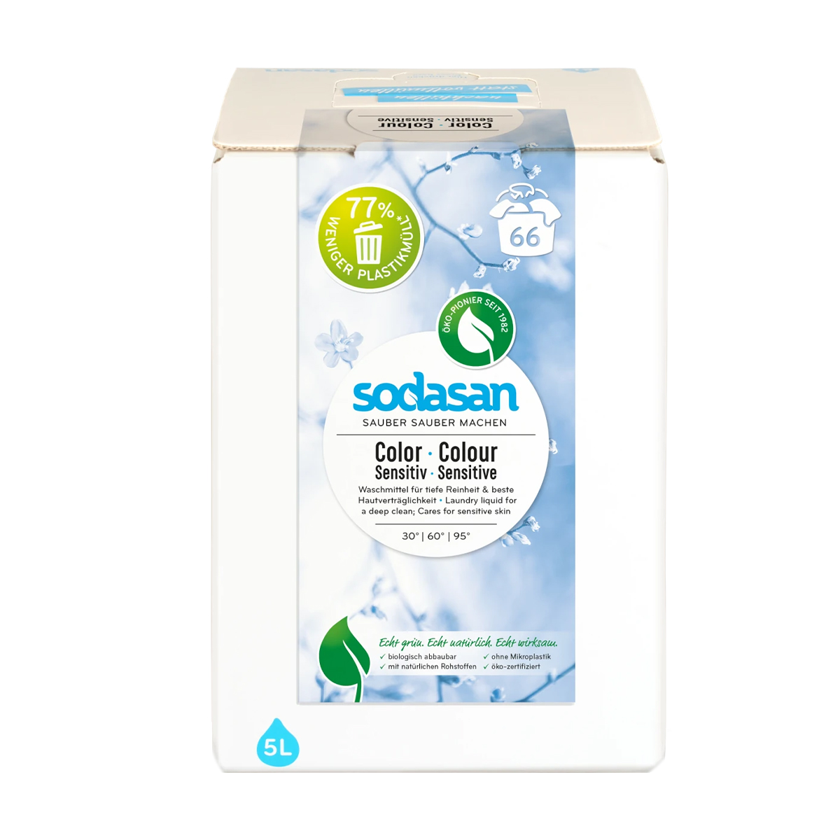 Уцінка! Рідкий засіб для прання дитячої білизни Sodasan Color Sensitiv 66 циклів прання, 5 л